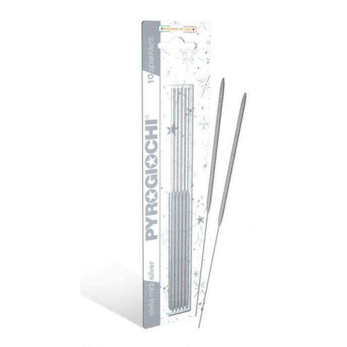 18cm Midi Silver Sprk (pk of 10)-41269 pk 12/10