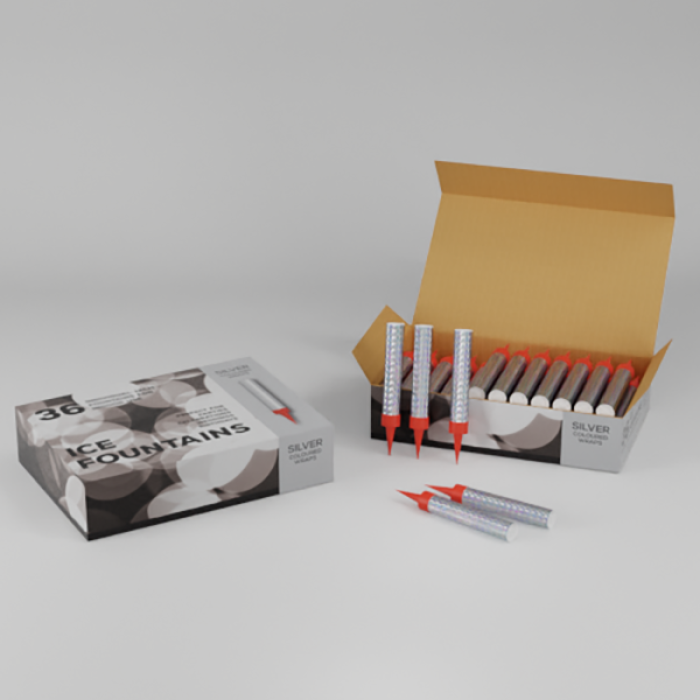 36 x Ice Fountains-Silver Wrap-IC1200 pk 12/36